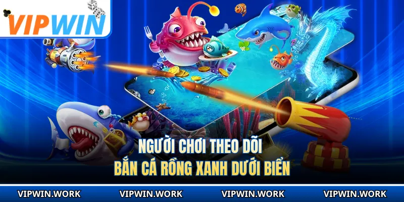 Người chơi theo dõi bắn cá Rồng Xanh dưới biển
